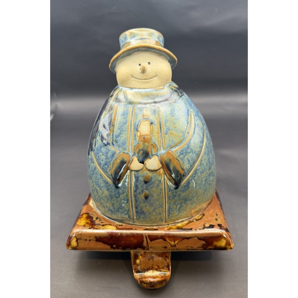 Kirkland's Potters Garden Snowman Stocking Holder‎ Ceramic 7.5"